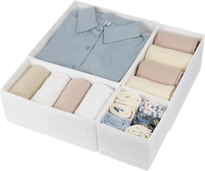 Washable Cloth Drawer Organizer, Set of 4 Foldable Sock Dresser Drawer Organizer - Picture 1 of 7
