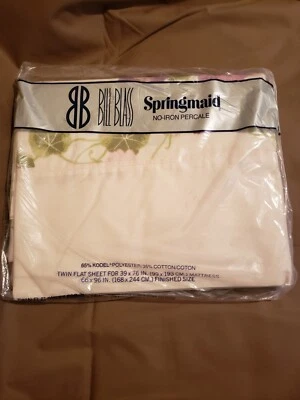 Springmaid Bill Blass Twin Flat Sheet LITCHFIELD Floral No Iron Percale Vintage - Image 1 of 4