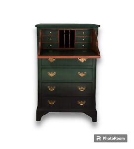 Vintage Bureau. Upcycled Deep Green And black Ombré 4 Drawers