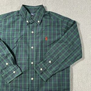 Ralph Lauren Boys Size 6 Blue Green Plaid Oxford Button Down Long Sleeve - Picture 1 of 8