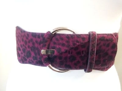  MUJER CINTURÓN ELÁSTICO CINTURA CADERA MORADO LEOPARDO ANIMAL PRINT XS-S-M-L Foto 1 de 4