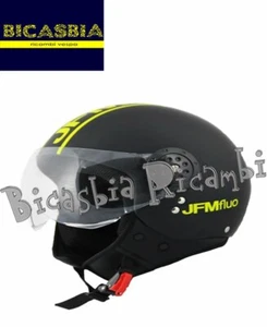 21021 - CASCO JFM A VISIERA PILOTA NERO OPACO - GIALLO FLUO TAGLIA S - Picture 1 of 1