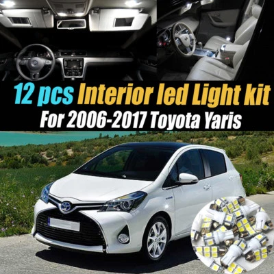 Paquete de kit de bombilla LED interior súper blanca de 12 piezas para Toyota Yaris 2006-2017 Foto 1 de 4