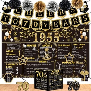 70th Birthday Decorations for Men Women,16PCS Back in 1955 Party Banner Decor... - Picture 1 of 6