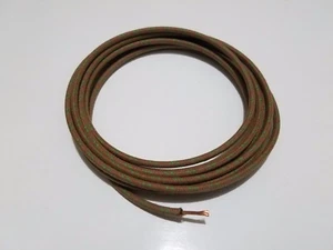 5 feet 14ga Vintage Braided Cloth Covered Primary Wire 14 ga gauge Brown Green - Picture 1 of 3