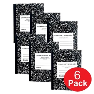 6 PACK Composition Notebooks - Wide-Ruled - 100 Sheets -200 Pages Back to School - Picture 1 of 6