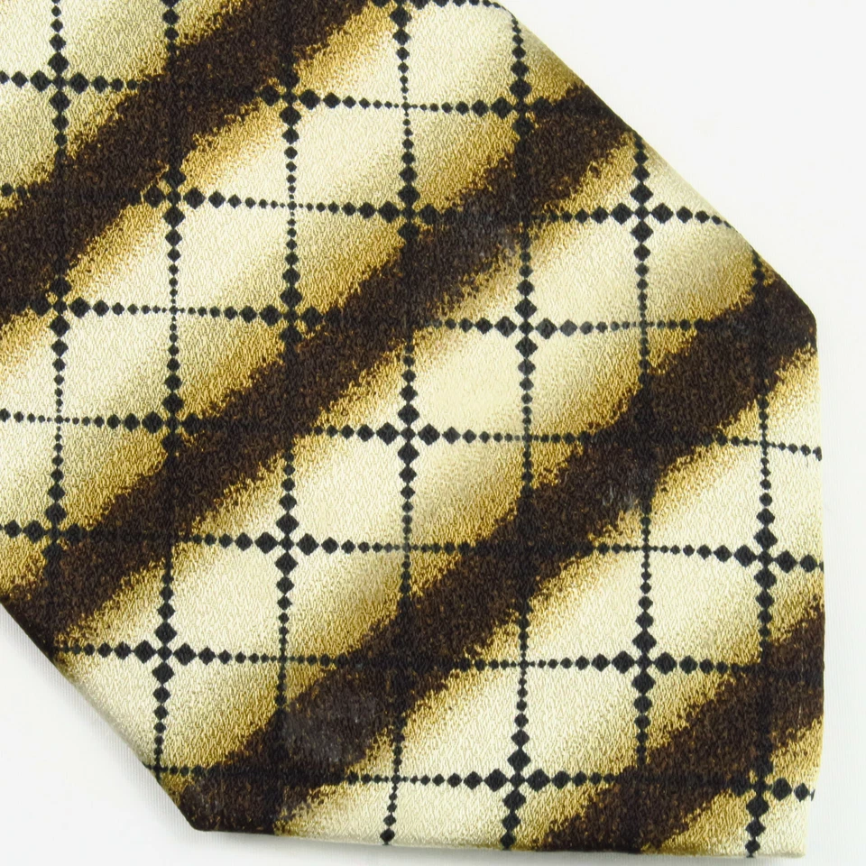 Corbata Vintage Viva Seda Cuello Marrón Tostado Rayas Crosshatch 58"x3.5" Años 70 80 Retro Foto 1 de 4