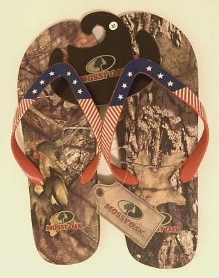 Pair of Men's MOSSY OAK Camo Flag Flip Flops Size M (9-10) - Image 1 of 4
