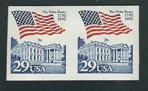 2609 2609a 29 cent Flag Over White House Imperforate Error Pair - Picture 1 of 4