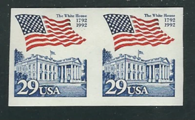 2609 2609a 29 cent Flag Over White House Imperforate Error Pair - Image 1 of 4