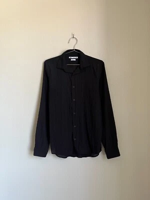 Zara Men's Wrinkled Look Long Sleeve Button Down in Vintage Black Size MEDIUM - Image 1 of 4