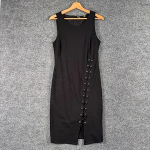 Tahari Womens Size 6 Black Lace Up Sheath Dress Sleeveless Minimalist Chic - Picture 1 of 10