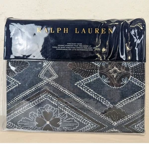 Neu Ralph Lauren Francois King Bettbezug Blau Baumwolle Geometrisch Heritage Preppy - Bild 1 von 5