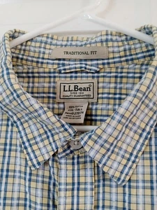 L.L. Bean Traditional Fit Men's 2XLT Plaid Button Down Shirt Textured Fabric - Picture 1 of 6