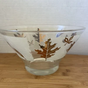 Vintage Liibby Golden Foliage Servier-/Salatschüssel golden Mid Century 50er Jahre - Bild 1 von 13