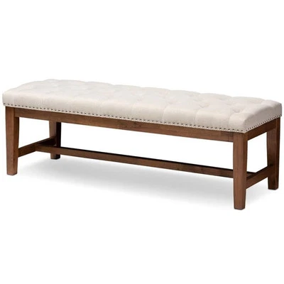 Baxton Studio Ainsley Tufted Bench in Light Beige and Walnut Brown - Image 1 of 4