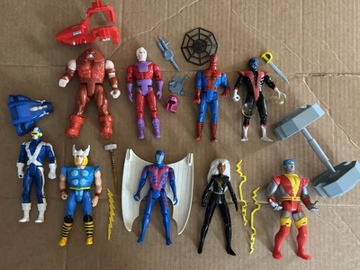 Lote de 9 figuras de acción sueltas Toy Biz 1991 X-Men Marvel Spider-Man Thor Arcángel Foto 1 de 4