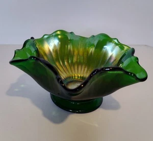 Early 1900's Fenton Carnival Glass Stippled Rays Tri Corner Bowl - Picture 1 of 7