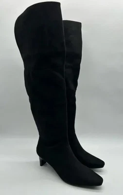 Worthington Womens Valto Faux Suede Black High Over Knee Heeled Boots SZ 8M NEW - Image 1 of 3
