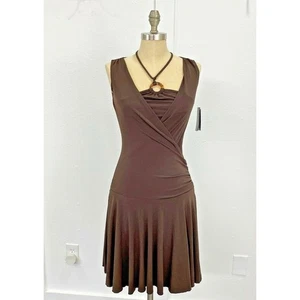 BCX Women’s Dress Small Brown Sleeveless Tortoise Ring Detail Style 1197N82 - Picture 1 of 11