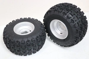 NEW 20x11x9 rear tires + wheels rims Yamaha Banshee Raptor YFZ450 SILVER - Picture 1 of 12