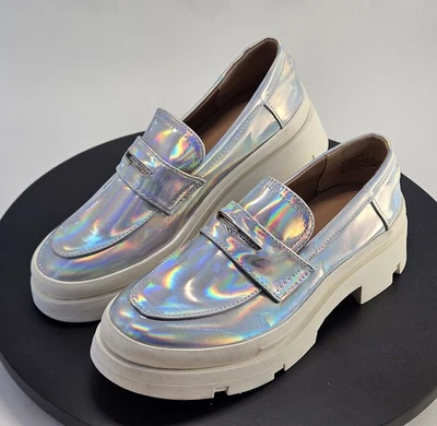 Steve Madden Loafer Shoes Girls Size 3 Lawrence Iridescent Platform Chunky - Image 1 of 4