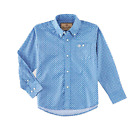 Wrangler® Boy's Long Sleeve Blue Crossing Button Down Shirt 112314944