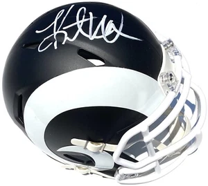 KURT WARNER SIGNED ST. LOUIS RAMS FLAT BLACK MINI FOOTBALL HELMET PSA/DNA HOF - Picture 1 of 3