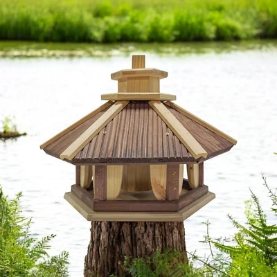 Vogelhaus ,handgefertigtes Sechseck Vogelhaus aus Holz wetterfest  Ständer - Bild 1 von 4