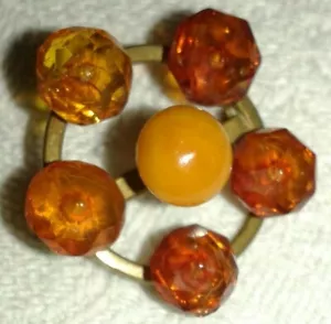 Broche ámbar - victoriano medio en estuche de cuero original - Imagen 1 de 3