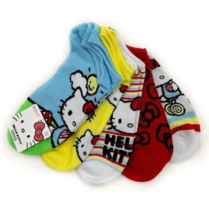 Hello Kitty Sanrio Womens No Show Socks Cute Gift Rainbow Colorful Stripes Bows - Picture 1 of 9