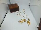 Carved Jewelry Box w/ Rhinestone Necklace & Earring Set