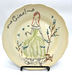 "Platos de postre victorianos Anthropologie Ciao Amore para damas (2) hechos en Portugal 8""" - Imagen 1 de 11