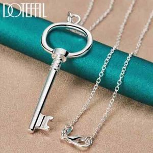 DOTEFFIL 925 Plata Esterlina 925 Collar Colgante Llave Redonda Moda Fiesta Joyería - Imagen 1 de 8