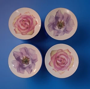 Wedgwood Bloomers Purple Lisianthus & Pink 4 Salatteller Bone China England - Bild 1 von 4