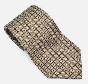 NEO by Bill Blass 100% Silk Neck Tie Gold Brown Squares 59" FREE SHIPPING - Picture 1 of 3