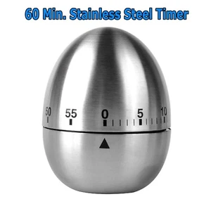 Egg Timer Kitchen 60 Minute Timing Satin Metal Alarm Cooking Kids Gift Learning - Picture 1 of 7