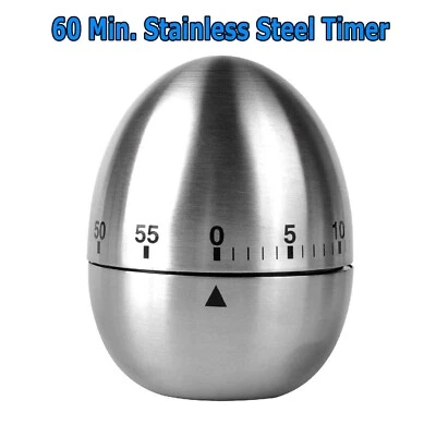 MINIDUINO Egg Timer Kitchen 60 Minute Timing Satin Metal Alarm Cooking Kids Gift Learning