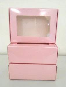 10 x Pink Small Party Treat Boxes w window Gift Craft Party Treat Box Free Post - Picture 1 of 9