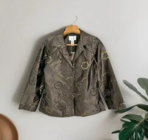 NWT~Vintage SUSAN GRAVER STYLE Jacket Blazer Sz S Green Embroidered Sequin - Picture 1 of 6
