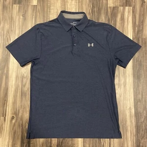 Under Armour Polo Shirt Mens Medium Blue Short Sleeve Golfing Golf Active - Picture 1 of 9
