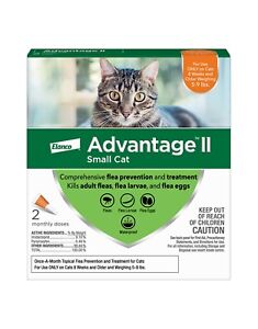 Cat Flea Treatment - Advantage 2 For Small Cats 5-9 Pounds - 2 Monthly Doses
