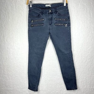 Zara Womens Jeans 4 Blue Biker Pants Zipper Punk Goth Skater Cargo Style Denim - Picture 1 of 12