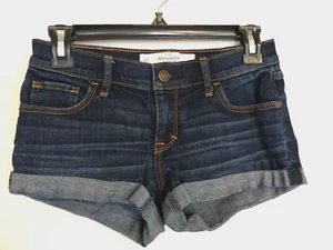 Abercrombie & Fitch Womens Shorts 00 W 24 Blue Denim Jean Cuffed Pockets Outdoor - Picture 1 of 5
