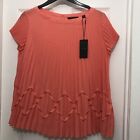 New Ted Baker Ladies Size 2 Coral Top Blouse Short Sleeve Size 12