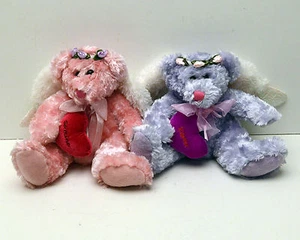 Plush Angel Bear Stuffed Animal Pink Purple  - Picture 1 of 4