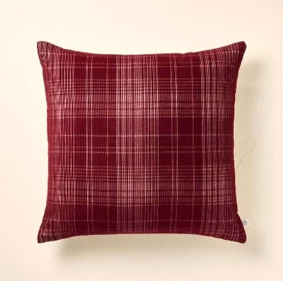 2 Pk - 18x18 Burgundy Plaid Corduroy Throw Pillows - Hearth & Hand with Magnolia - Image 1 of 4