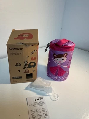 Juego de 4 termos sopa tarro de comida aislado LesonJoy 500 ml rosa a prueba de fugas Foto 1 de 4