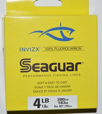 seaguar invizx 100% fluorocarbon 4lb 200yds clear fishing line - Image 1 of 4
