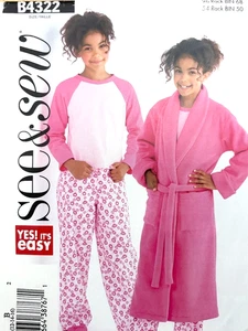 Butterick Sewing Pattern B4322 Girls Pyjamas Pajamas & Robe Sleepwear Sz 12-16 - Picture 1 of 2